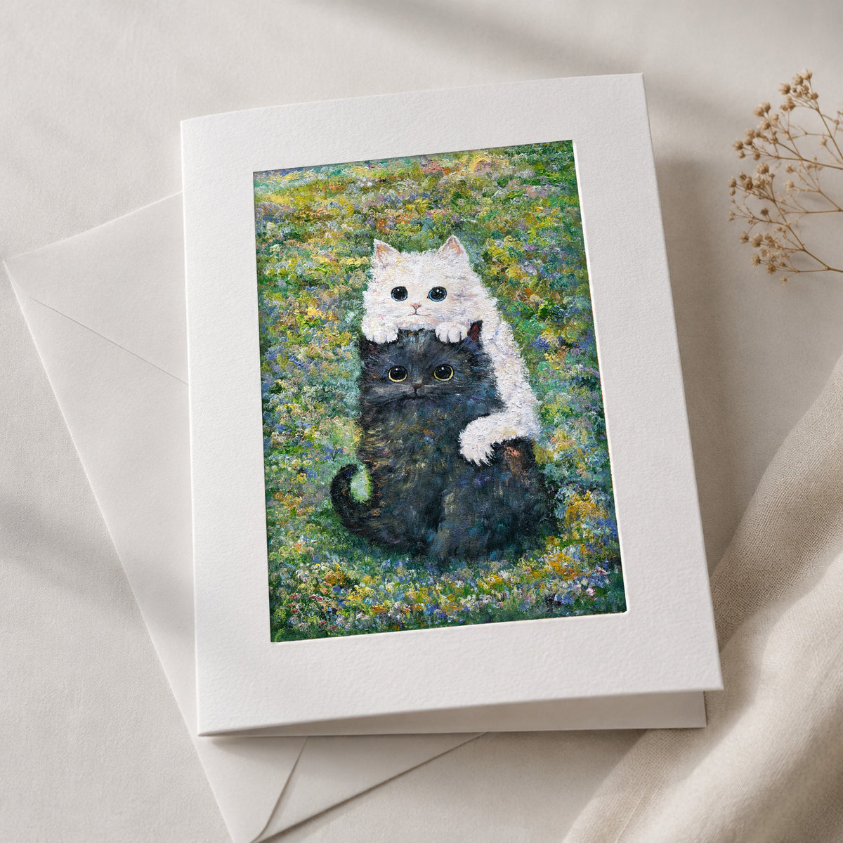 Little Hearts in the Meadow III art card in an acid-free 5×7 mat with envelope