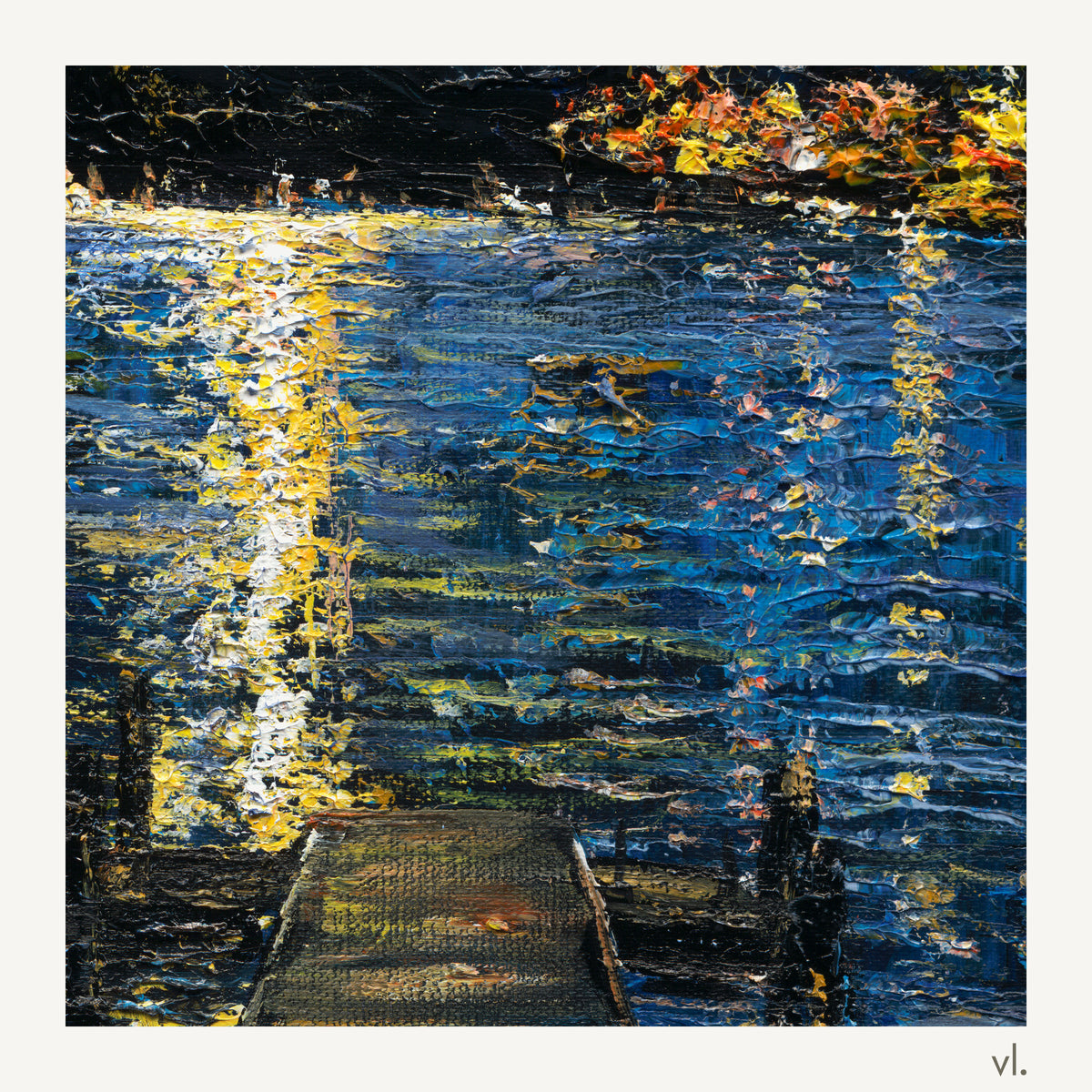 Detail of Okanagan Lake in Moonlight by Zhongda Huang: moonlight reflected on the lake