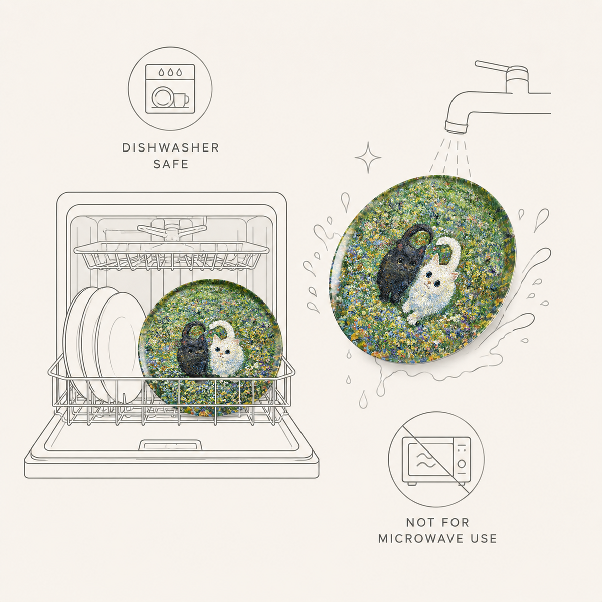 Art plate care: dishwasher safe; not for microwave use