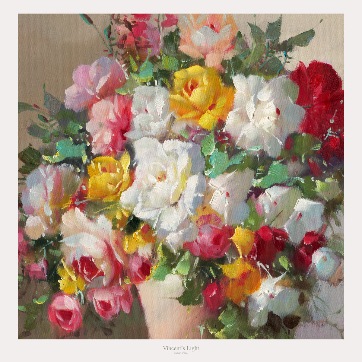 Gathered Grace III by Yingzhi Chen — close-up of flowers and brushwork