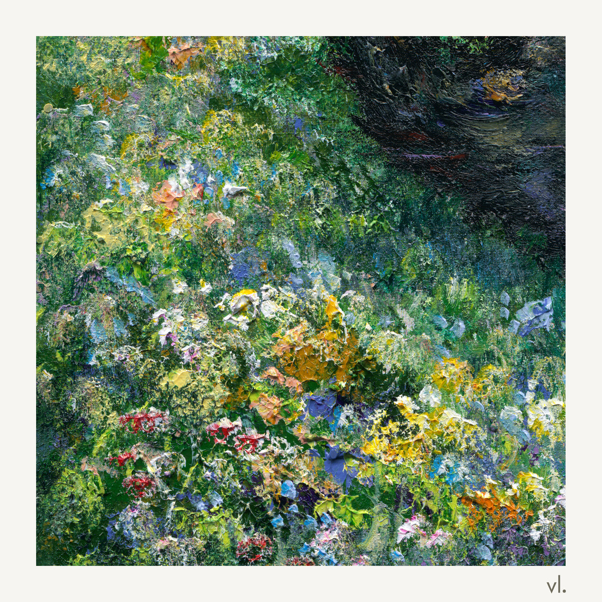 Detail of Little Hearts in the Meadow III by Zhongda Huang, showing the brushwork