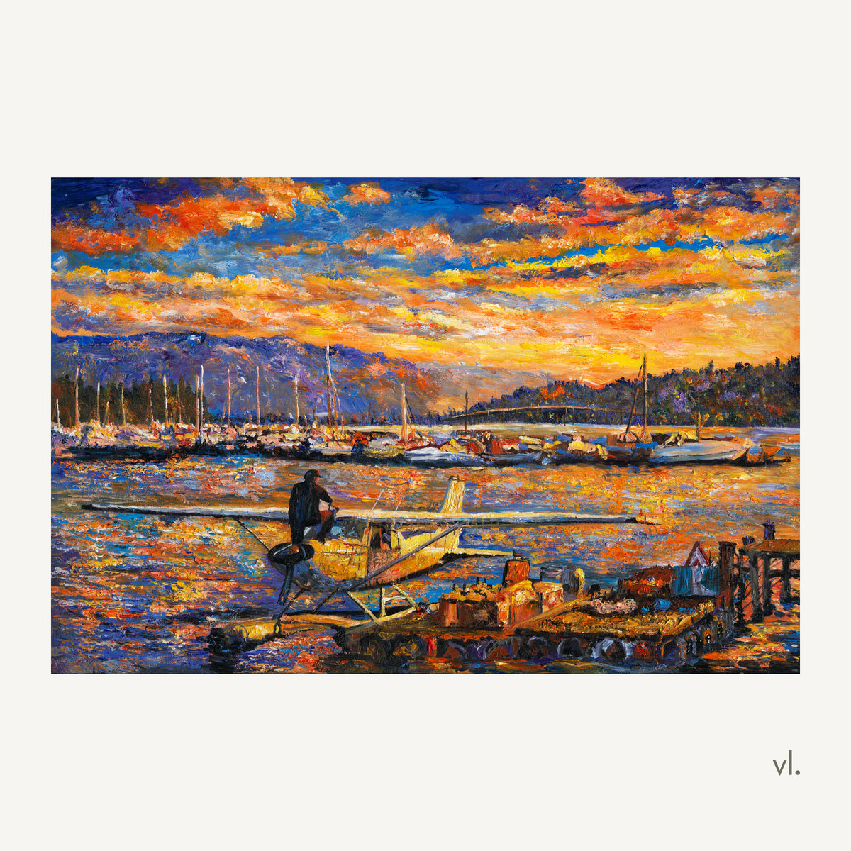 Okanagan Lake, Between Departures by Zhongda Huang, original painting, full view
