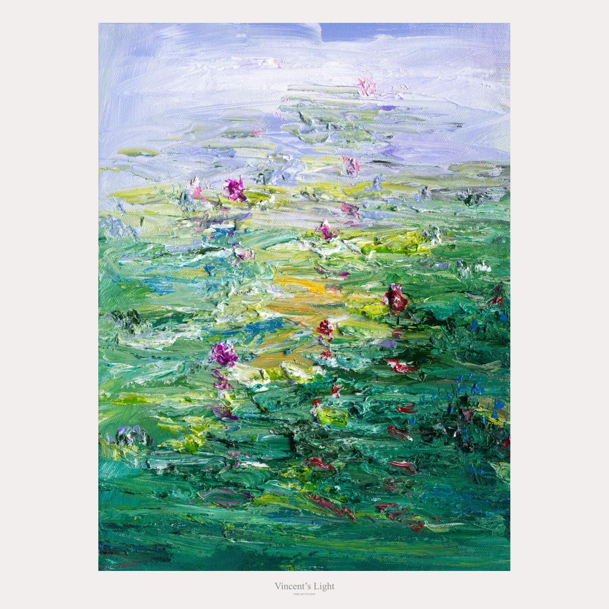 Water Lilies II by Yingzhi Chen — complete original acrylic painting, 12 × 16 in