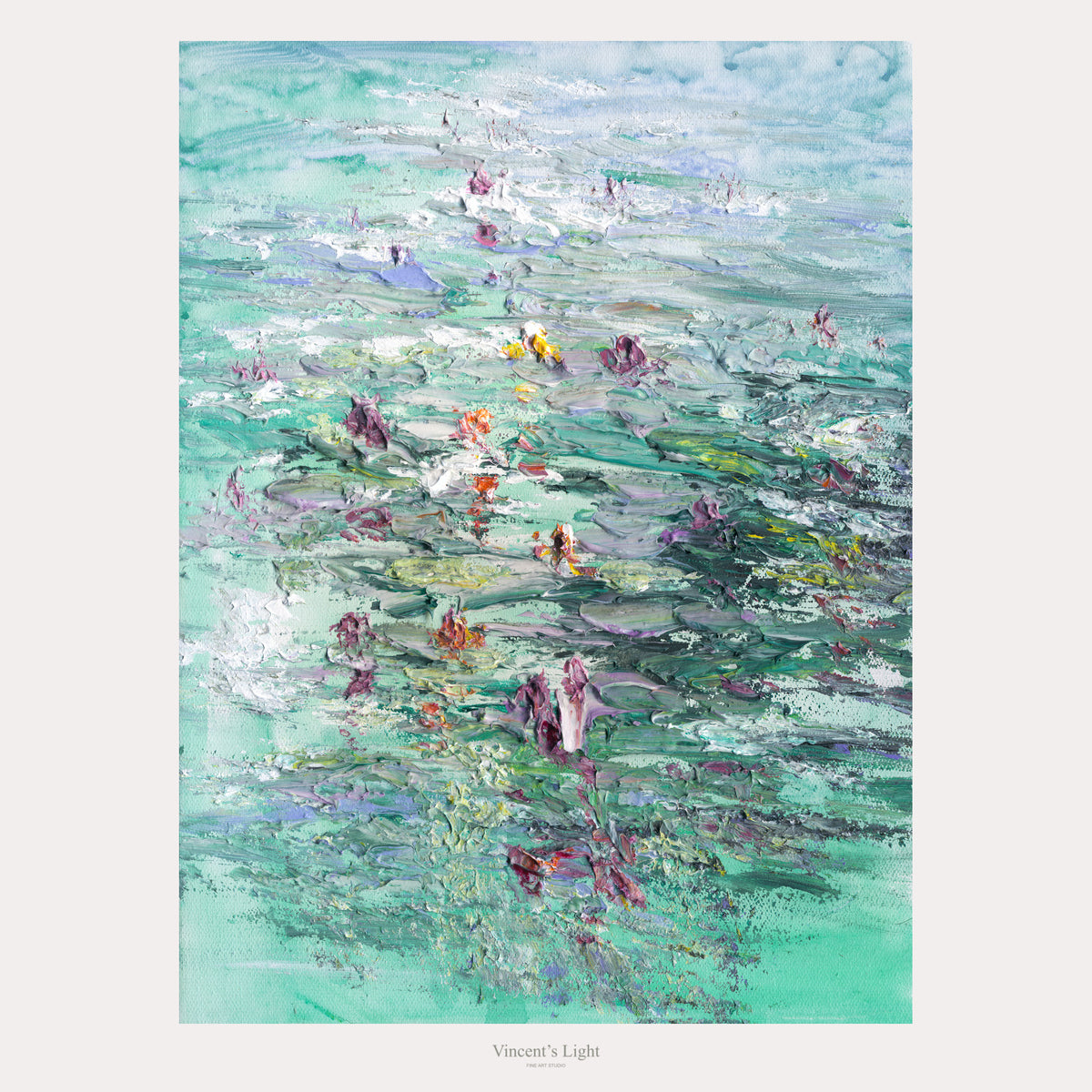 Water Lilies VI by Yingzhi Chen — complete original acrylic painting, 12 × 16 in