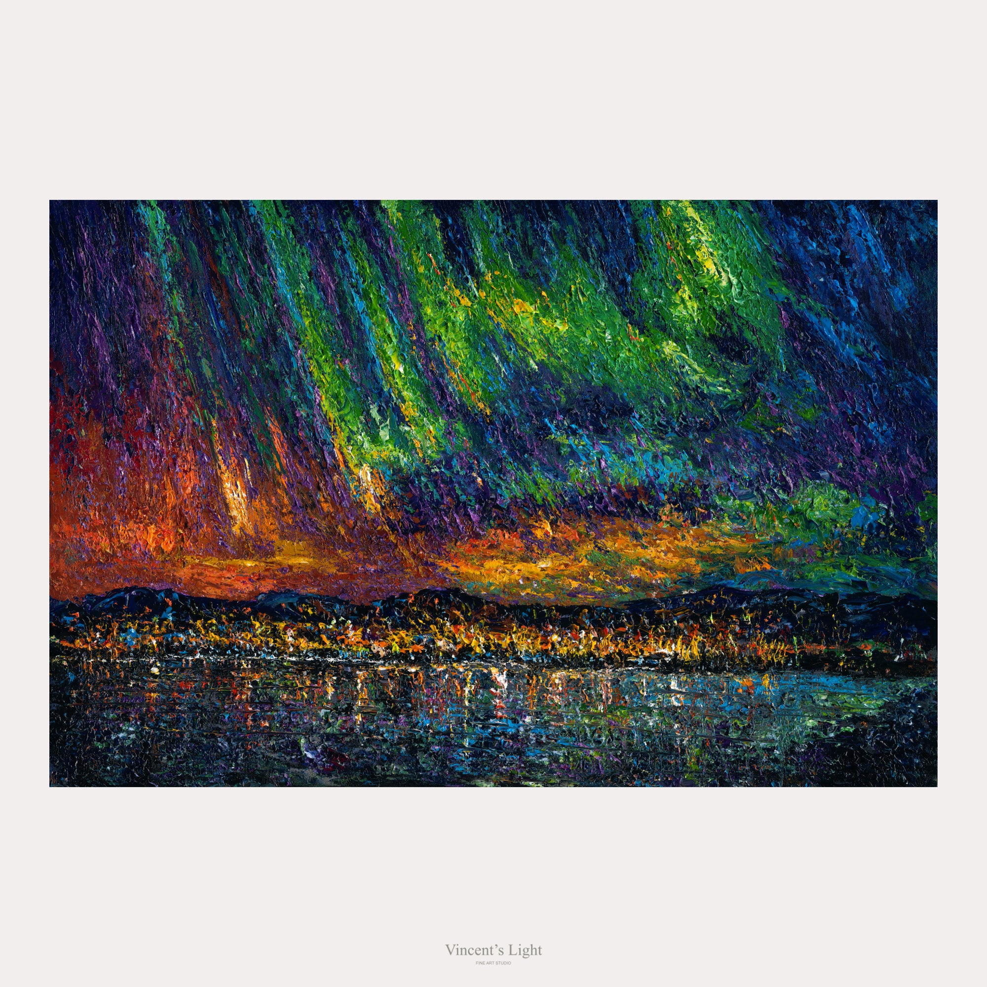 Le lac Okanagan sous les aurores boréales | Cartes de vœux