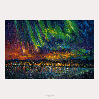 Le lac Okanagan sous les aurores boréales