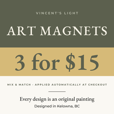 Vincent's Light art magnets: 3 for $15, mix and match, applied automatically at checkout