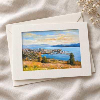 Okanagan Lake at Knox Mountain art card in an acid-free 5×7 mat with envelope