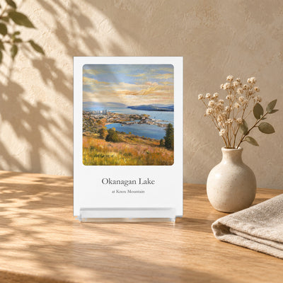 Okanagan Lake at Knox Mountain Art Window Postcard in a clear stand