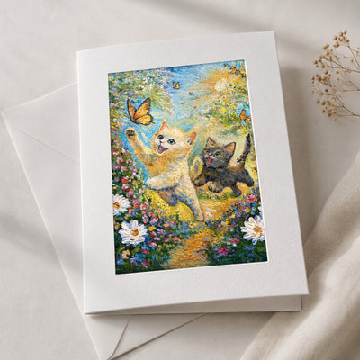 Chasing Butterflies art card in an acid-free 5×7 mat with envelope
