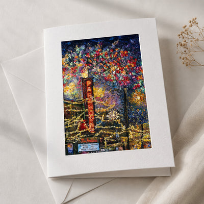Downtown Kelowna, Fireworks art card in an acid-free 5×7 mat with envelope
