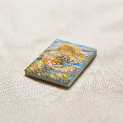 Held in Light art magnet at an angle, showing the stone edge