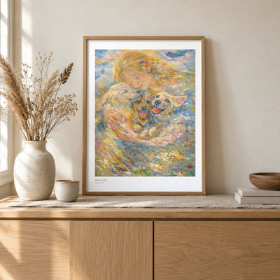 Held in Light studio print, 17 × 22 in, in a light oak frame on a sideboard (frame not included)