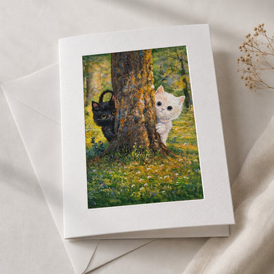 Hide and Seek art card in an acid-free 5×7 mat with envelope