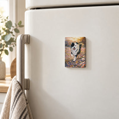 Jack art magnet on a white fridge door
