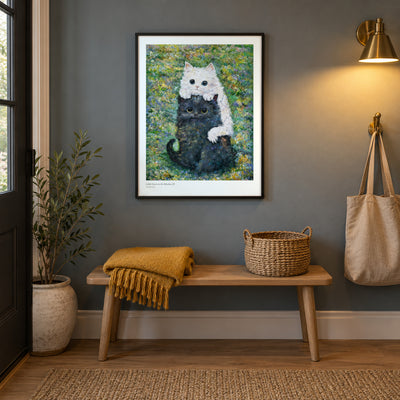 Little Hearts in the Meadow III studio print, 17 × 22 in, in a black frame in an entryway (frame not included)