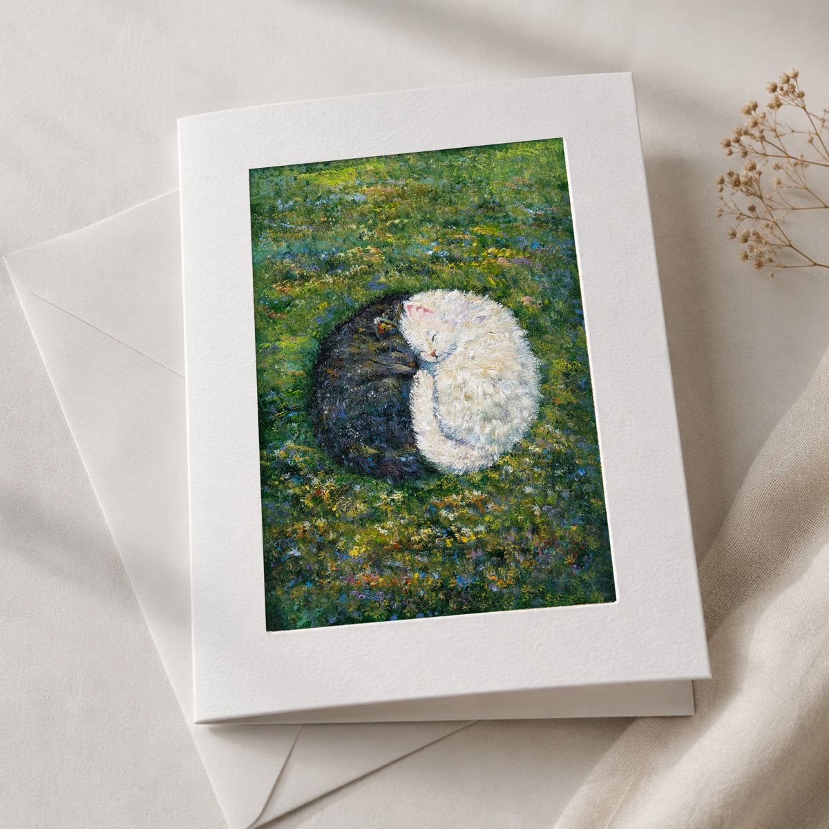 Little Hearts in the Meadow II art card in an acid-free 5×7 mat with envelope
