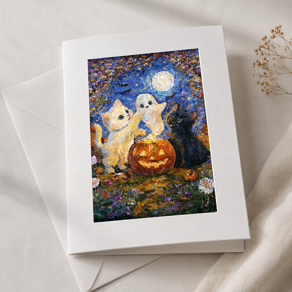 A Little Halloween Magic art card in an acid-free 5×7 mat with envelope