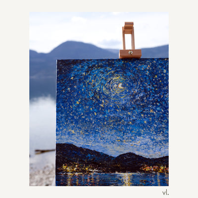 Photo of the original Okanagan Lake in Moonlight painting
