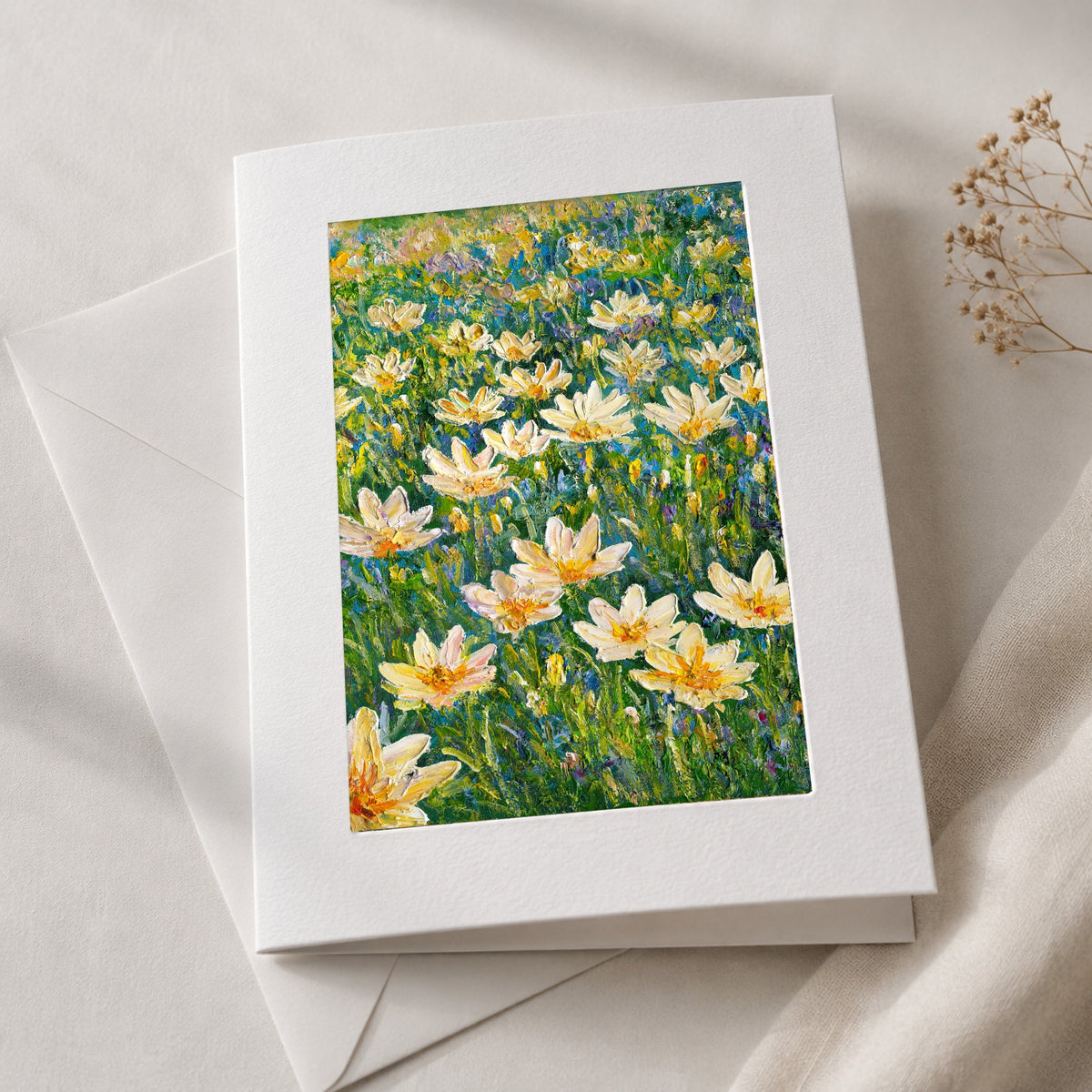 Rain Lilies art card in an acid-free 5×7 mat with envelope