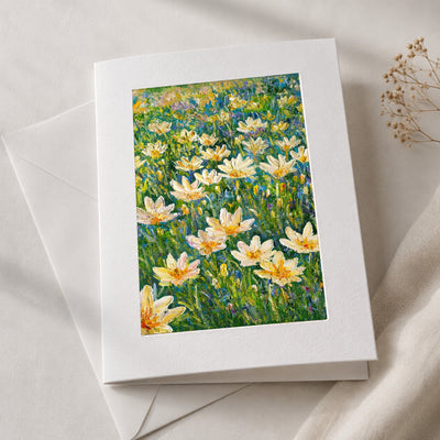 Rain Lilies art card in an acid-free 5×7 mat with envelope