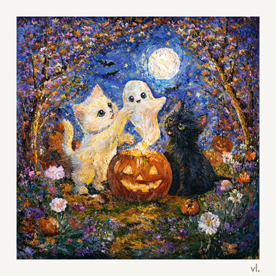 A Little Halloween Magic by Zhongda Huang, original painting, full view