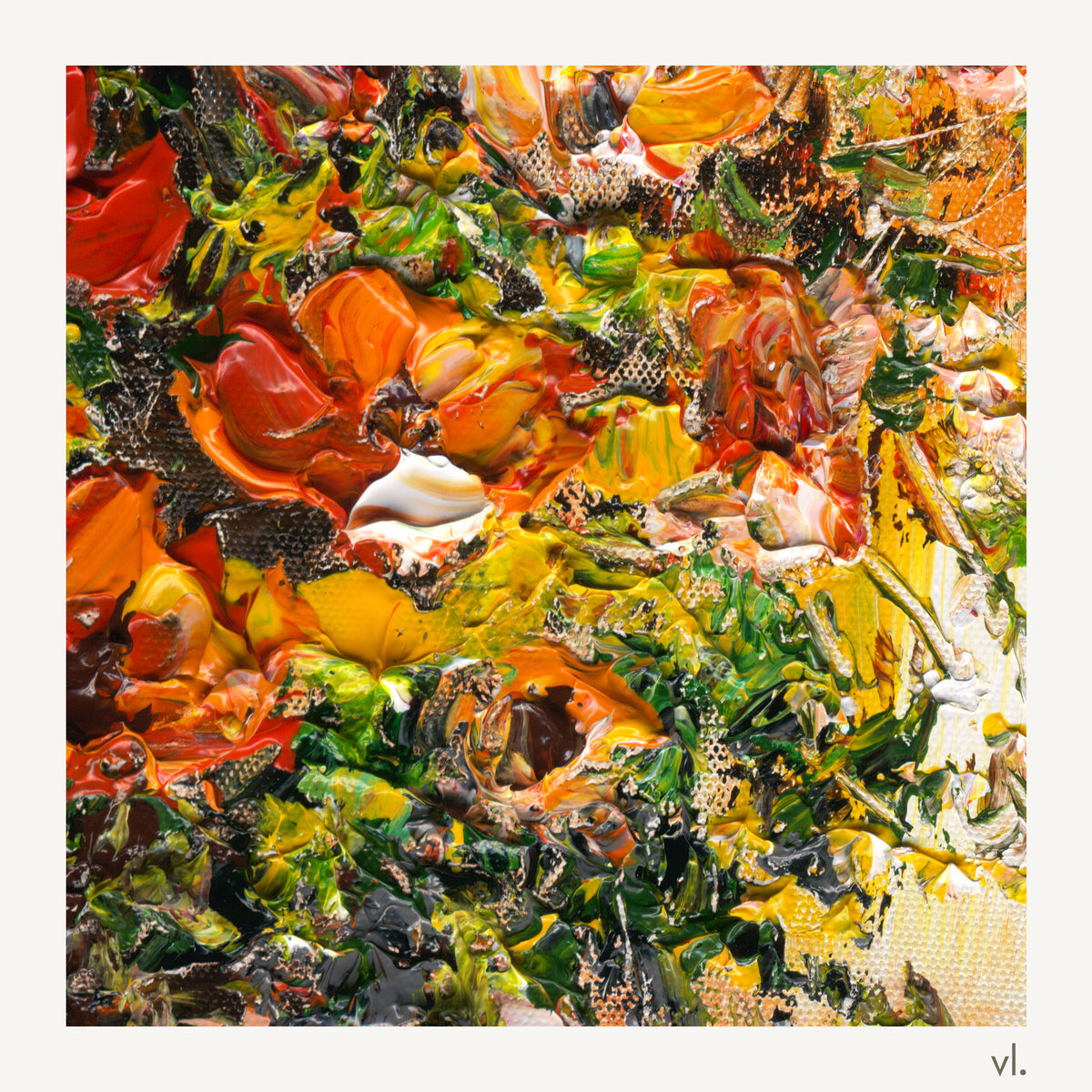 Detail of Ember Bouquet II by Yingzhi Chen, showing the brushwork