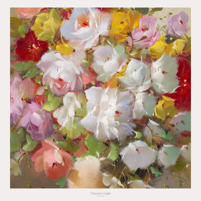 Gathered Grace I by Yingzhi Chen — close-up of flowers and brushwork