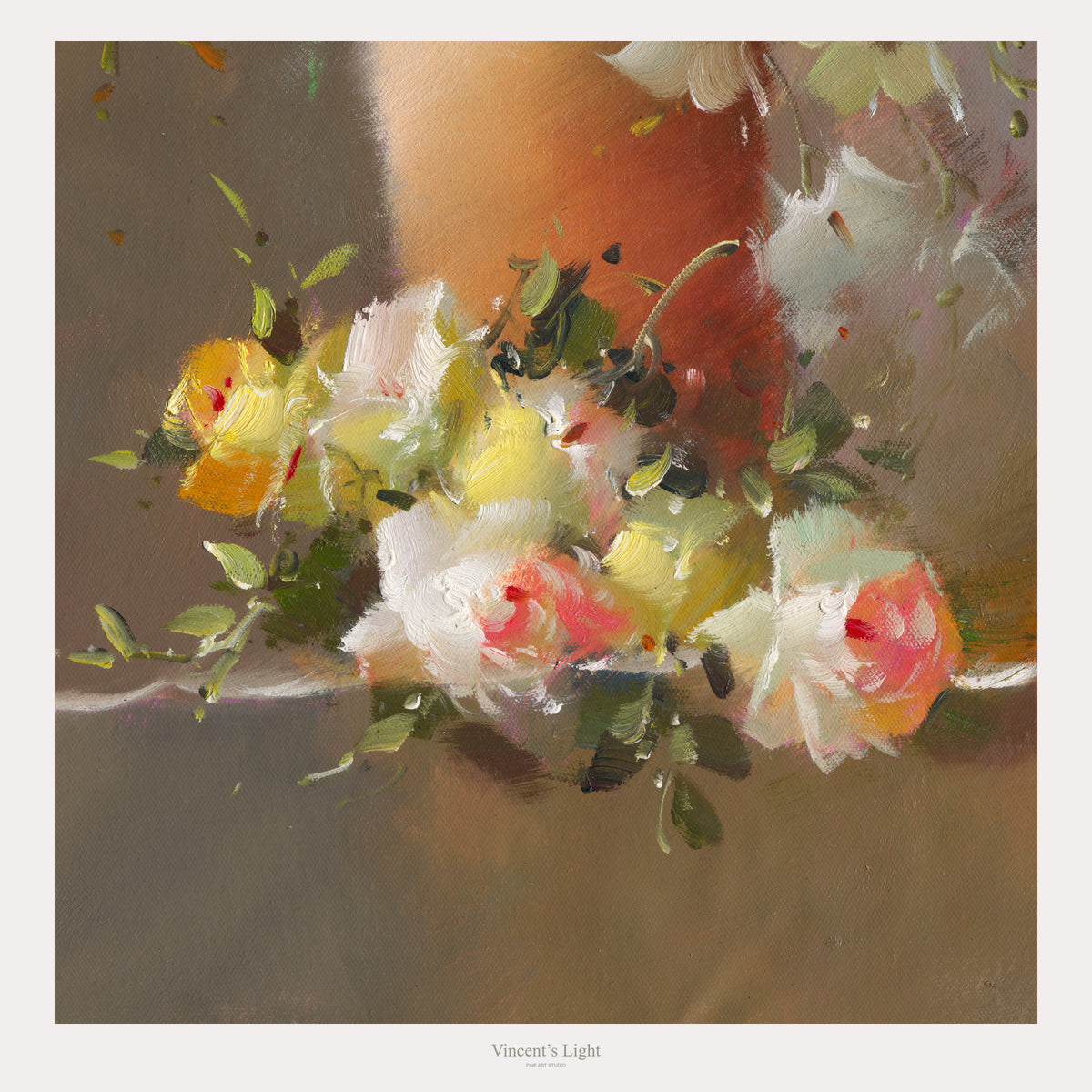 Gathered Grace I by Yingzhi Chen — close-up of the vase, flowers and still-life details