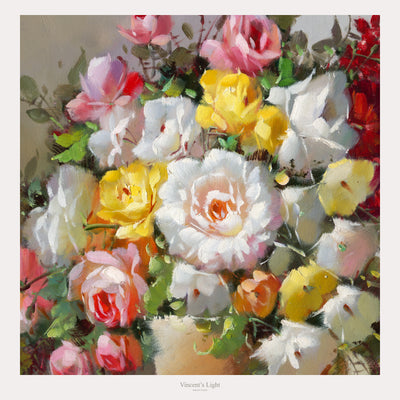 Gathered Grace II by Yingzhi Chen — close-up of flowers and brushwork