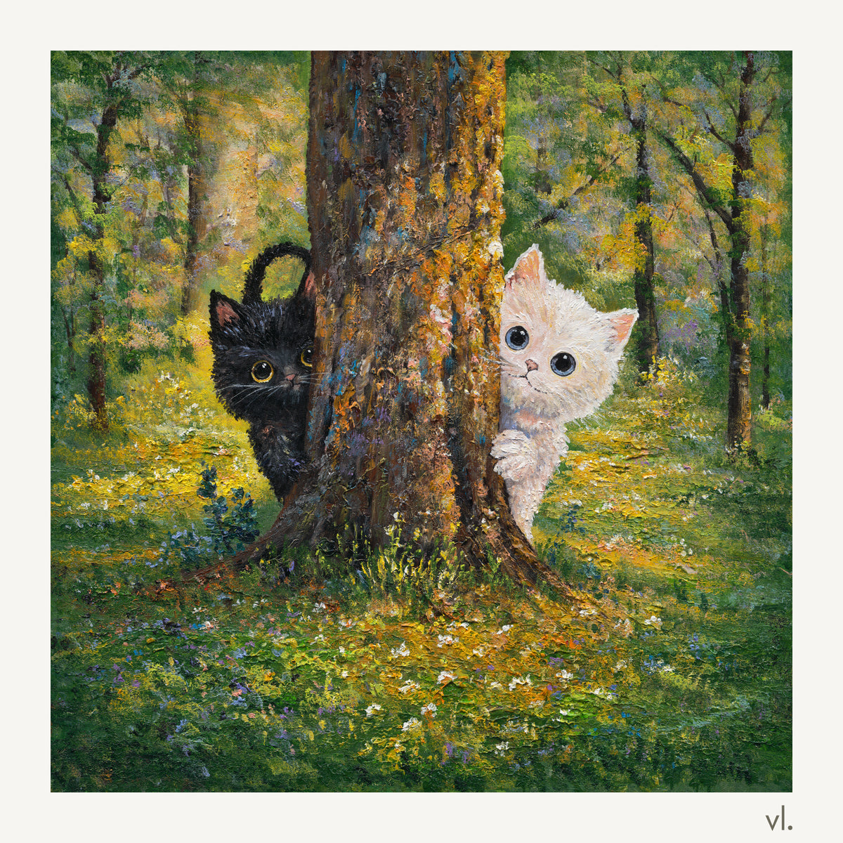 Hide and Seek by Zhongda Huang, original painting, full view