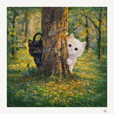 Hide and Seek by Zhongda Huang, original painting, full view