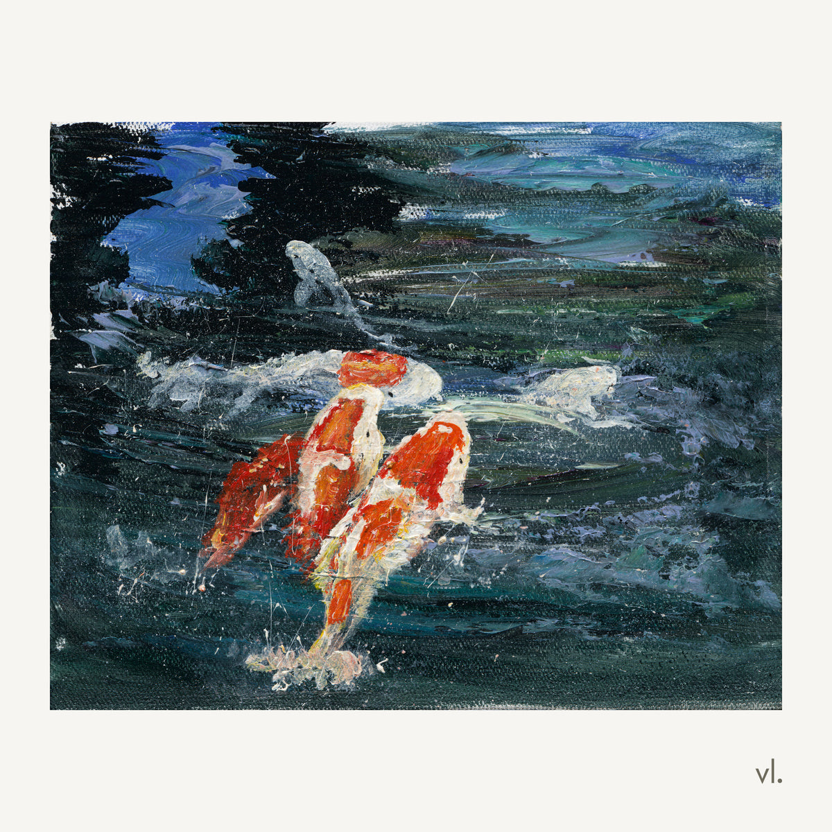 Koi in Motion by Yingzhi Chen, original painting, full view