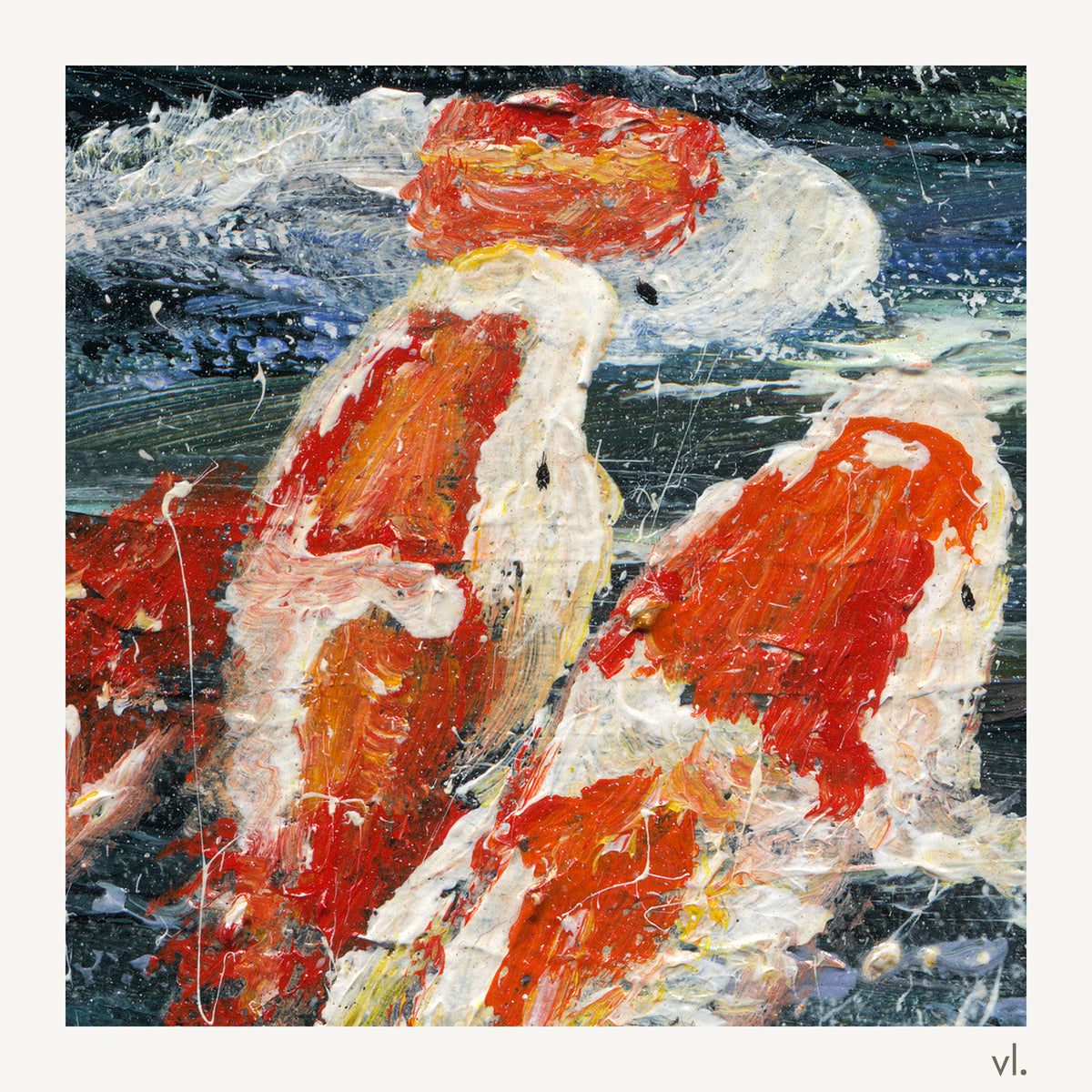 Detail of Koi in Motion by Yingzhi Chen, showing the brushwork