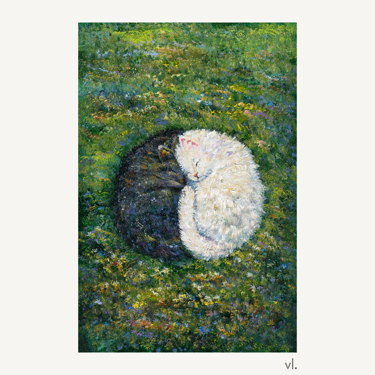 Little Hearts in the Meadow II by Zhongda Huang, original painting, full view