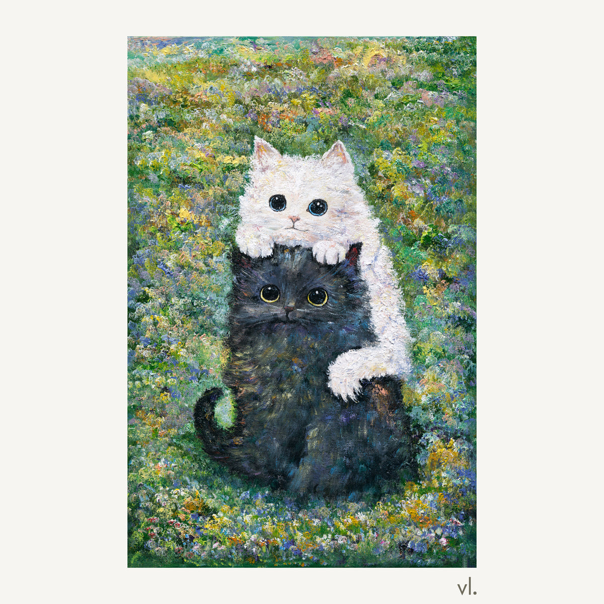 Little Hearts in the Meadow III by Zhongda Huang, original painting, full view