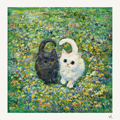 Little Hearts in the Meadow by Zhongda Huang, original painting, full view