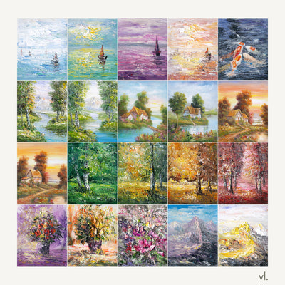 Little Origins Collection I by Yingzhi Chen: all twenty small paintings, from Wave I to Mountain II