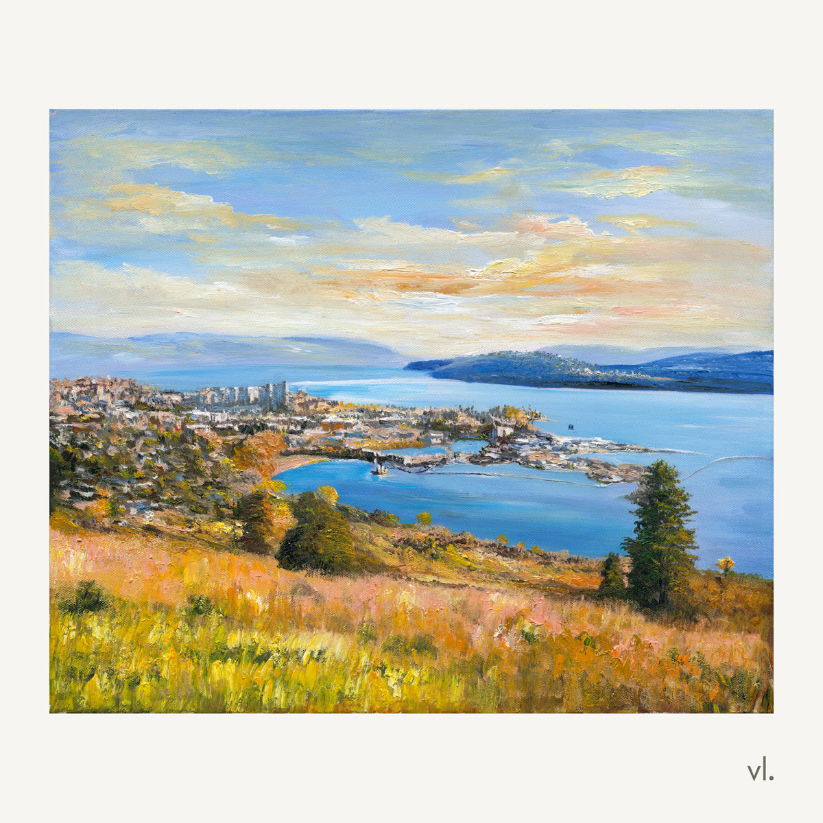 Okanagan Lake at Knox Mountain by Yingzhi Chen, original painting, full view