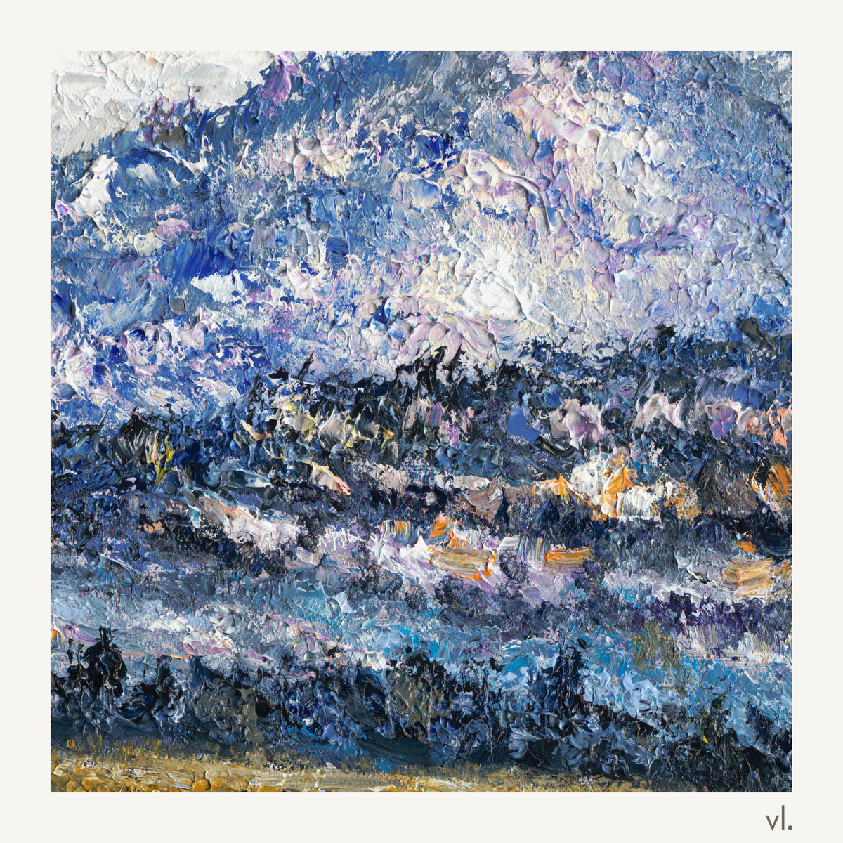 Detail of Okanagan Lake at the Edge of Winter by Zhongda Huang, showing the brushwork