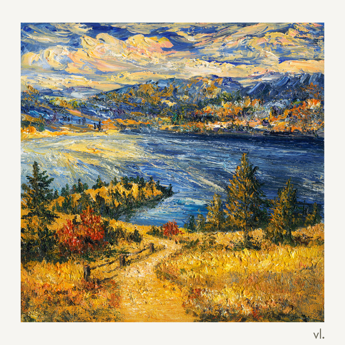 Okanagan Lake from the Heights by Zhongda Huang, original painting, full view