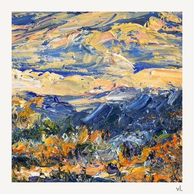 Detail of Okanagan Lake from the Heights by Zhongda Huang, showing the brushwork