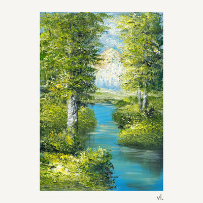 Water Between Trees by Yingzhi Chen, original painting, full view
