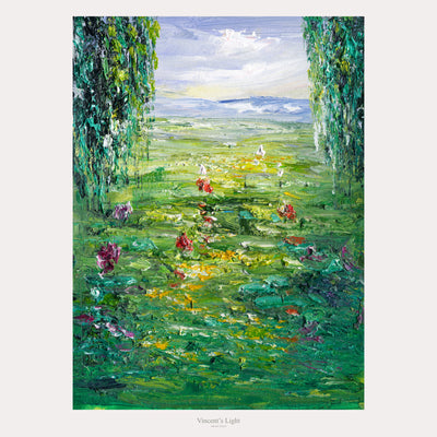 Water Lilies I by Yingzhi Chen — complete original acrylic painting, 12 × 16 in