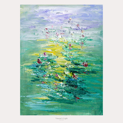 Water Lilies IV by Yingzhi Chen — complete original acrylic painting, 12 × 16 in
