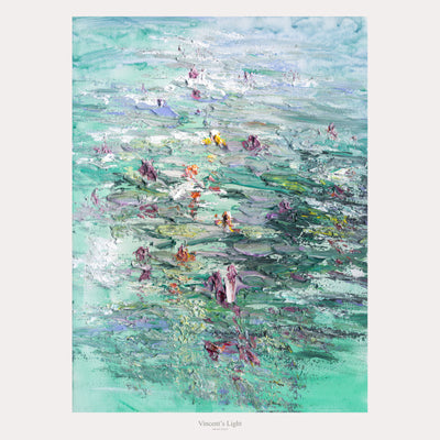 Water Lilies VI by Yingzhi Chen — complete original acrylic painting, 12 × 16 in