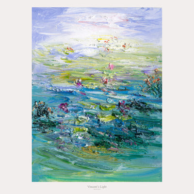 Water Lilies VII by Yingzhi Chen — complete original acrylic painting, 12 × 16 in