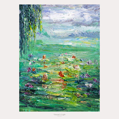 Water Lilies VIII by Yingzhi Chen — complete original acrylic painting, 12 × 16 in